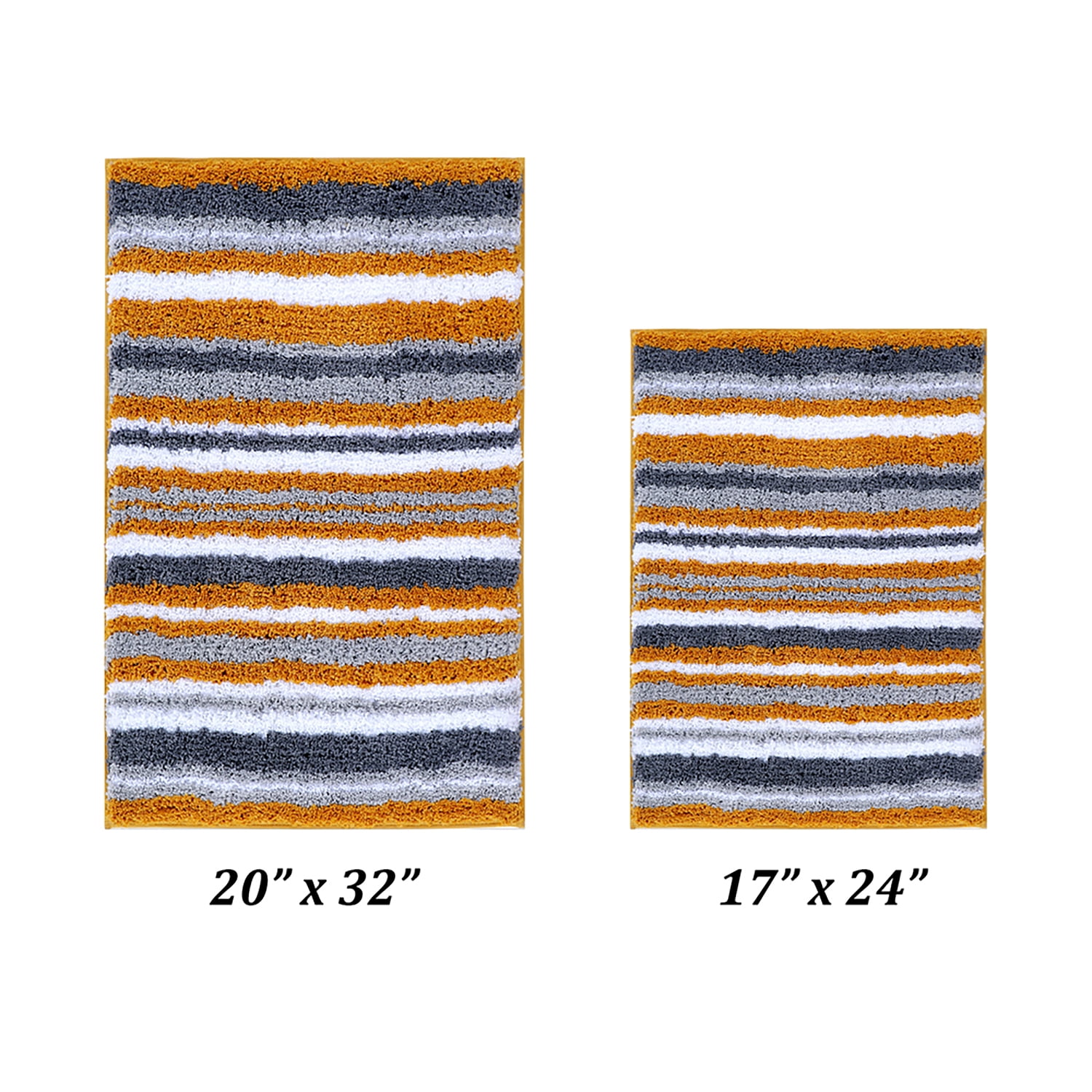 Better Trends 2 Piece Bathroom Rug Set 100% Polyester Soft Water Absorbent Non Slip Bath Mat Machine Washable Rug Griffie Collection - Yellow