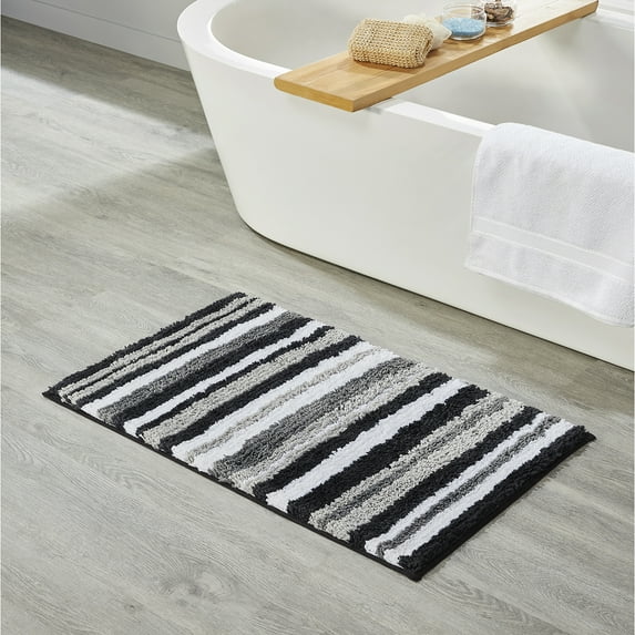 Better Trends 17" x 24" Bathroom Rugs 100% Polyester Soft Water Absorbent Non Slip Bath Mat Machine Washable Rug Griffie Collection - Gray