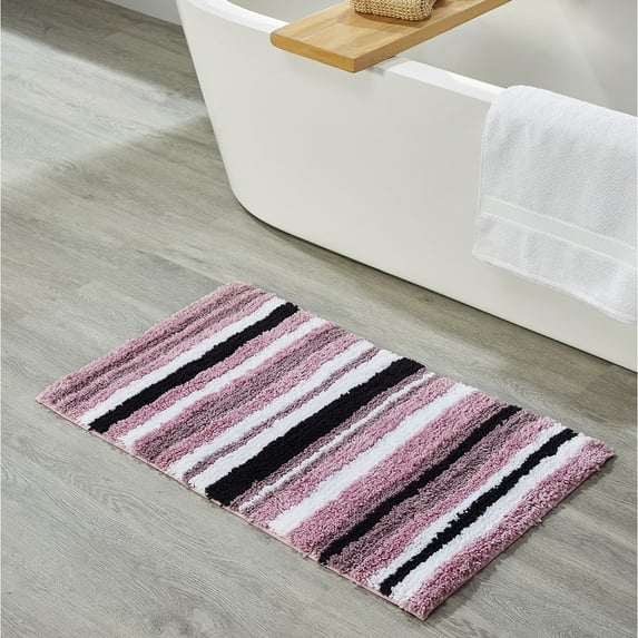 Better Trends 17" x 24" Bathroom Rugs 100% Polyester Soft Water Absorbent Non Slip Bath Mat Machine Washable Rug Griffie Collection - Purple