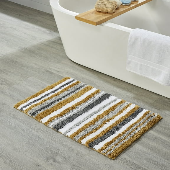 Better Trends 17" x 24" Bathroom Rugs 100% Polyester Soft Water Absorbent Non Slip Bath Mat Machine Washable Rug Griffie Collection - Yellow