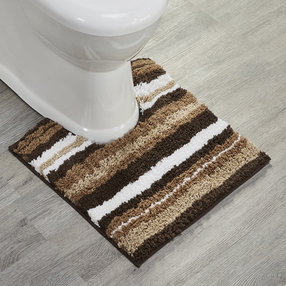 Better Trends 20" x 20" U-Shape Toilet Rug, 100% Polyester Non Reversible Tufted Bathroom Rug, Contour Mat, Water Absorbent, Machine Washable, Toilet Base Rug Griffie Collection - Brown