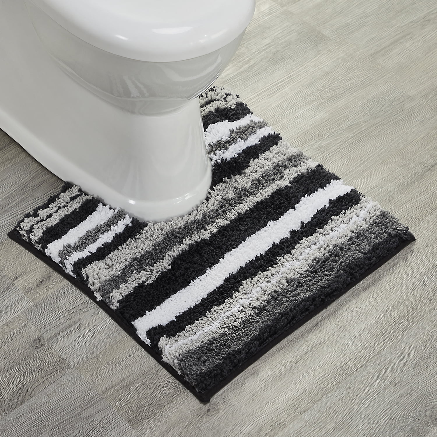 Better Trends 20" x 20" U-Shape Toilet Rug, 100% Polyester Non Reversible Tufted Bathroom Rug, Contour Mat, Water Absorbent, Machine Washable, Toilet Base Rug Griffie Collection - Gray