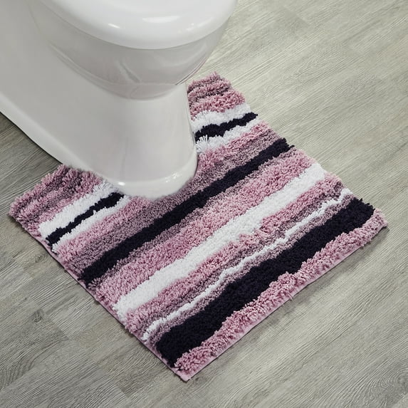 Better Trends 20" x 20" U-Shape Toilet Rug, 100% Polyester Non Reversible Tufted Bathroom Rug, Contour Mat, Water Absorbent, Machine Washable, Toilet Base Rug Griffie Collection - Purple