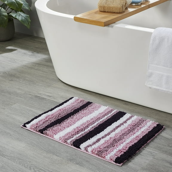 Better Trends 20" x 32" Bathroom Rugs 100% Polyester Soft Water Absorbent Non Slip Bath Mat Machine Washable Rug Griffie Collection - Purple