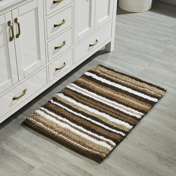 Better Trends 24" x 36" Bathroom Rugs 100% Polyester Soft Water Absorbent Non Slip Bath Mat Machine Washable Rug Griffie Collection - Brown