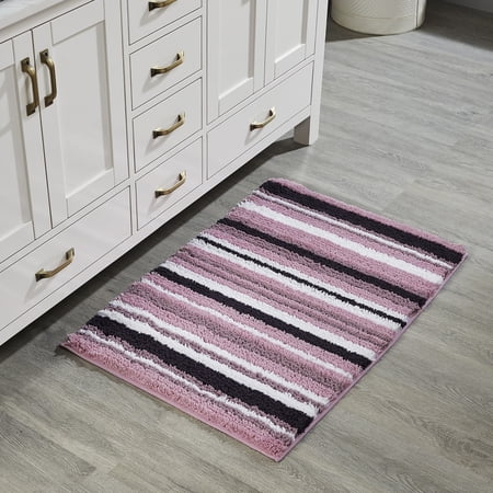 Better Trends 24" x 36" Bathroom Rugs 100% Polyester Soft Water Absorbent Non Slip Bath Mat Machine Washable Rug Griffie Collection - Purple