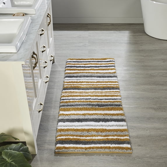 Better Trends 20" x 60" Bathroom Runner Mat, 100% Polyester Non-Slip Bath Rug, Water Absorbent, Machine Washable Griffie Collection - Yellow