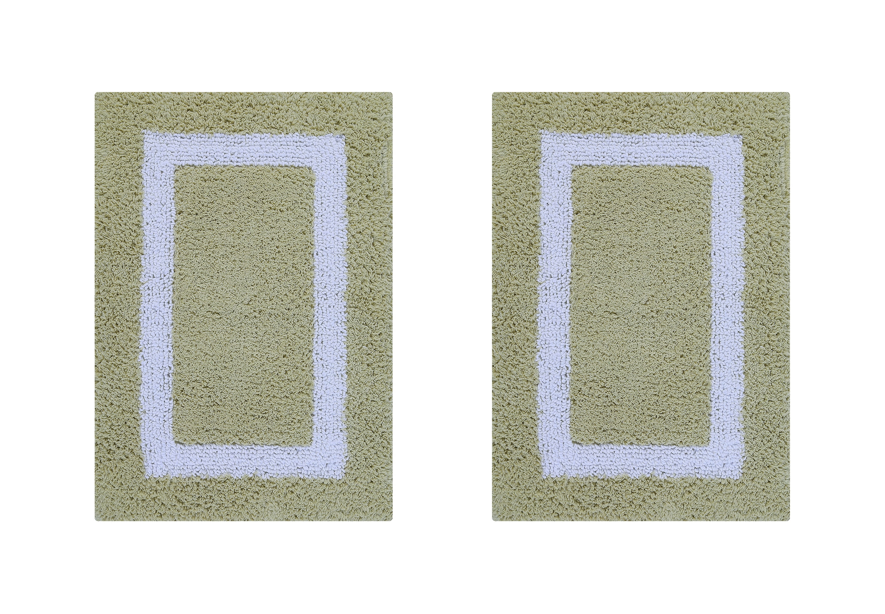 Sage and White Cotton 2-Piece Bath Rug Set