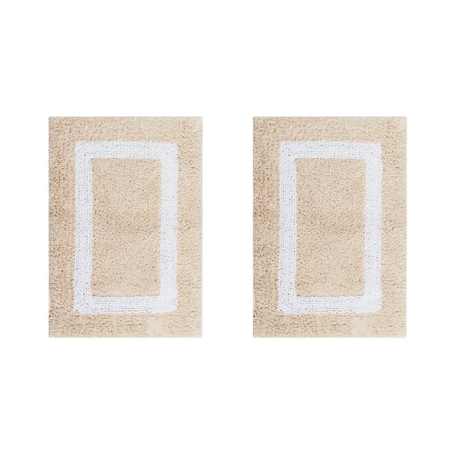 Better Trends Hotel 100 Cotton 2 Piece Bath Rug Sand/White