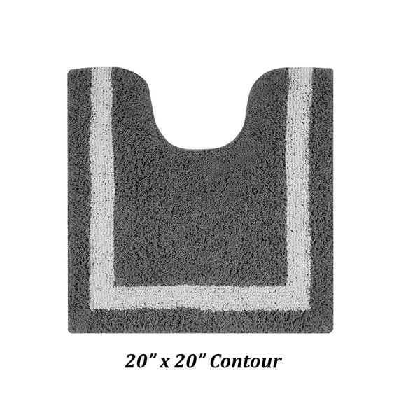 Better Trends 20" x 20" U-Shape Toilet Rug 100% Cotton, Extra Soft Mat for Bathroom Floor Decor, Water Absorbent, Reversible Machine Washable, Contour Rug Hotel Multi Collection - Gray/White