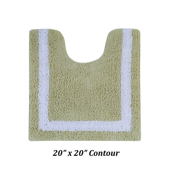 Better Trends 20" x 20" U-Shape Toilet Rug 100% Cotton, Extra Soft Mat for Bathroom Floor Decor, Water Absorbent, Reversible Machine Washable, Contour Rug Hotel Multi Collection - Sage/White