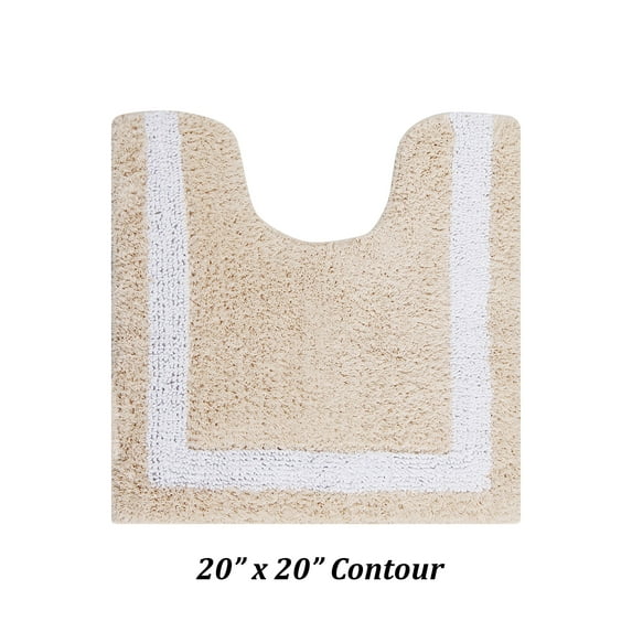 Better Trends 20" x 20" U-Shape Toilet Rug 100% Cotton, Extra Soft Mat for Bathroom Floor Decor, Water Absorbent, Reversible Machine Washable, Contour Rug Hotel Multi Collection - Sand/White