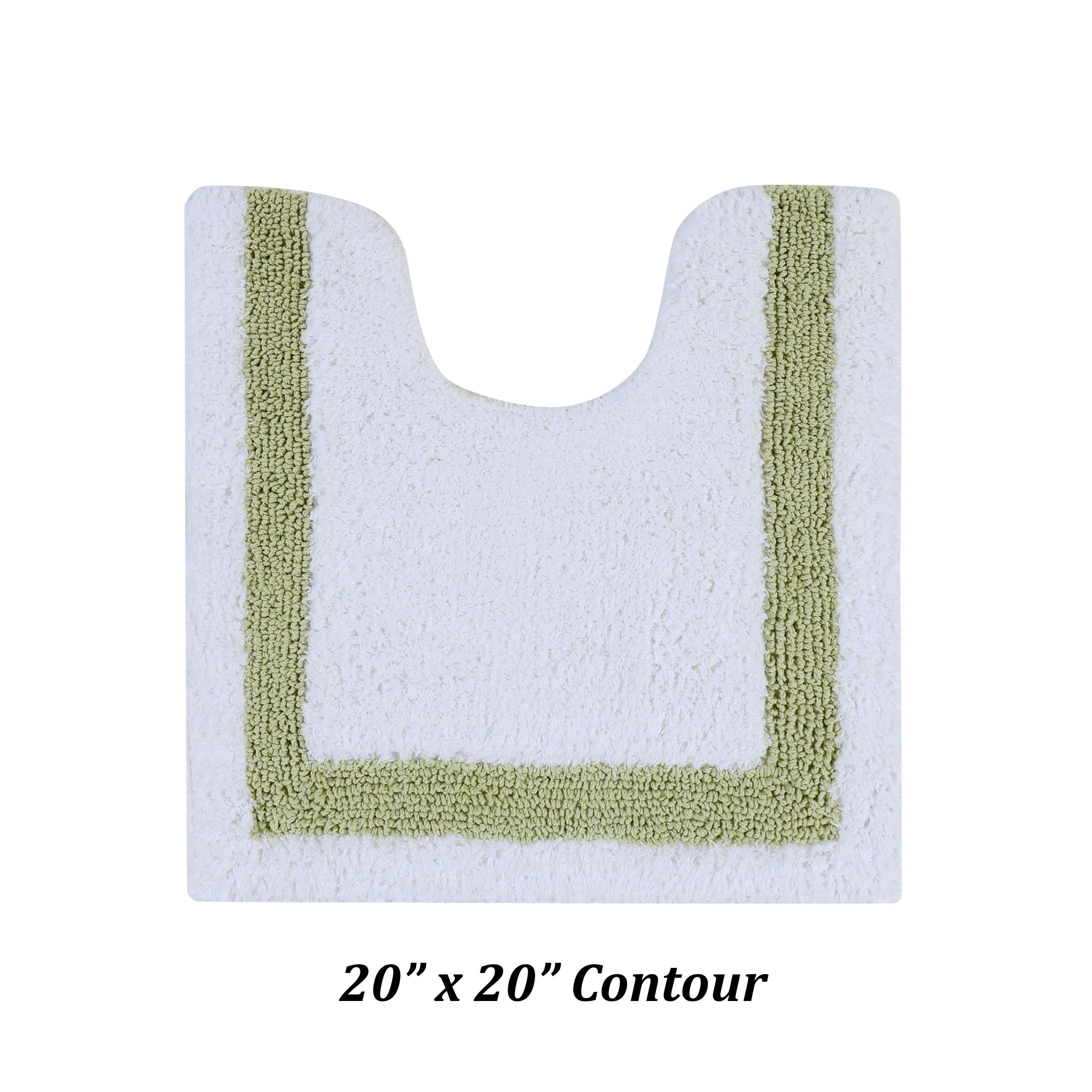 Better Trends U-Shape Toilet Rug 100% Cotton, Extra Soft Mat for Bathroom Floor Decor, Water Absorbent, Reversible Machine Washable, (20" x 20") Contour Rug Hotel Collection - White/Sage