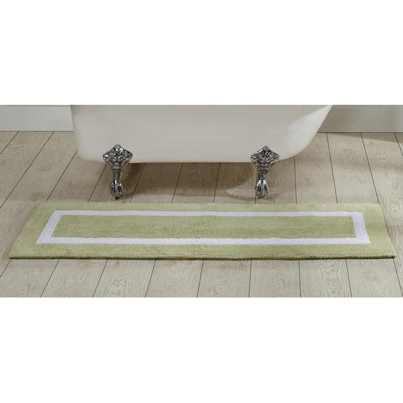 Better Trends 100% Cotton 20" x 60" Bathroom Runner Rug Extra Soft Water Absorbent Reversible Machine Washable Mat for Bathroom Floor, Laundry Room Hotel Multi Collection - Sage/White