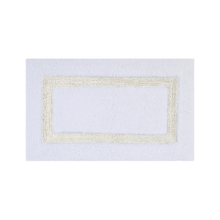 Better Trends Bathroom Rugs Mat 100% Cotton Soft Bath Rug Water Absorbent Reversible Washable for Bathroom Floor Decor, Laundry Room 21" x 34" Hotel Collection - White/Ivory