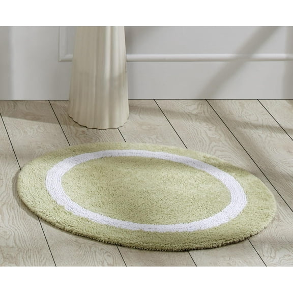 Better Trends 30'' Round Shape Bathroom Rug with Reversible Backing 100% Cotton Water Absorbent, Machine Washable Hotel Multi Collection - Sage/White