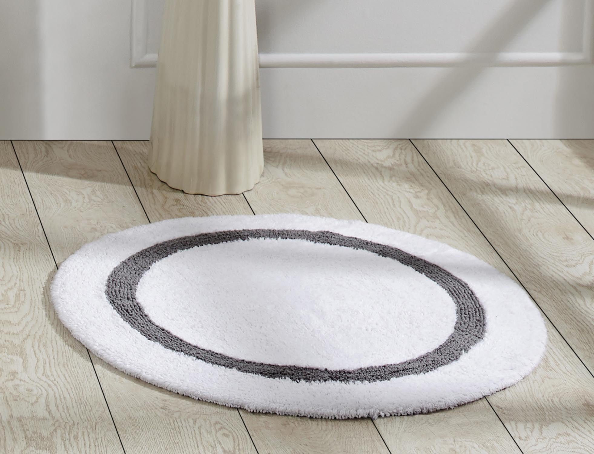 Better Trends Hotel 100% Cotton 30" Round Bath Rug - White/Gray ...