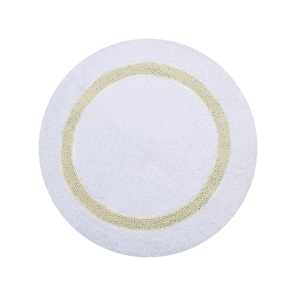 Better Trends 30'' Round Shape Bathroom Rug with Reversible Backing 100% Cotton Water Absorbent, Machine Washable Hotel Collection - White/Ivory