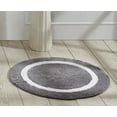 thumbnail image 1 of Better Trends 30'' Round Shape Bathroom Rug with Reversible Backing 100% Cotton Water Absorbent, Machine Washable Hotel Multi Collection - Gray/White, 1 of 3
