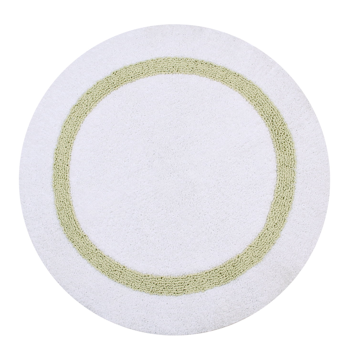 Sage and White Cotton Tufted 30" Round Bath Rug