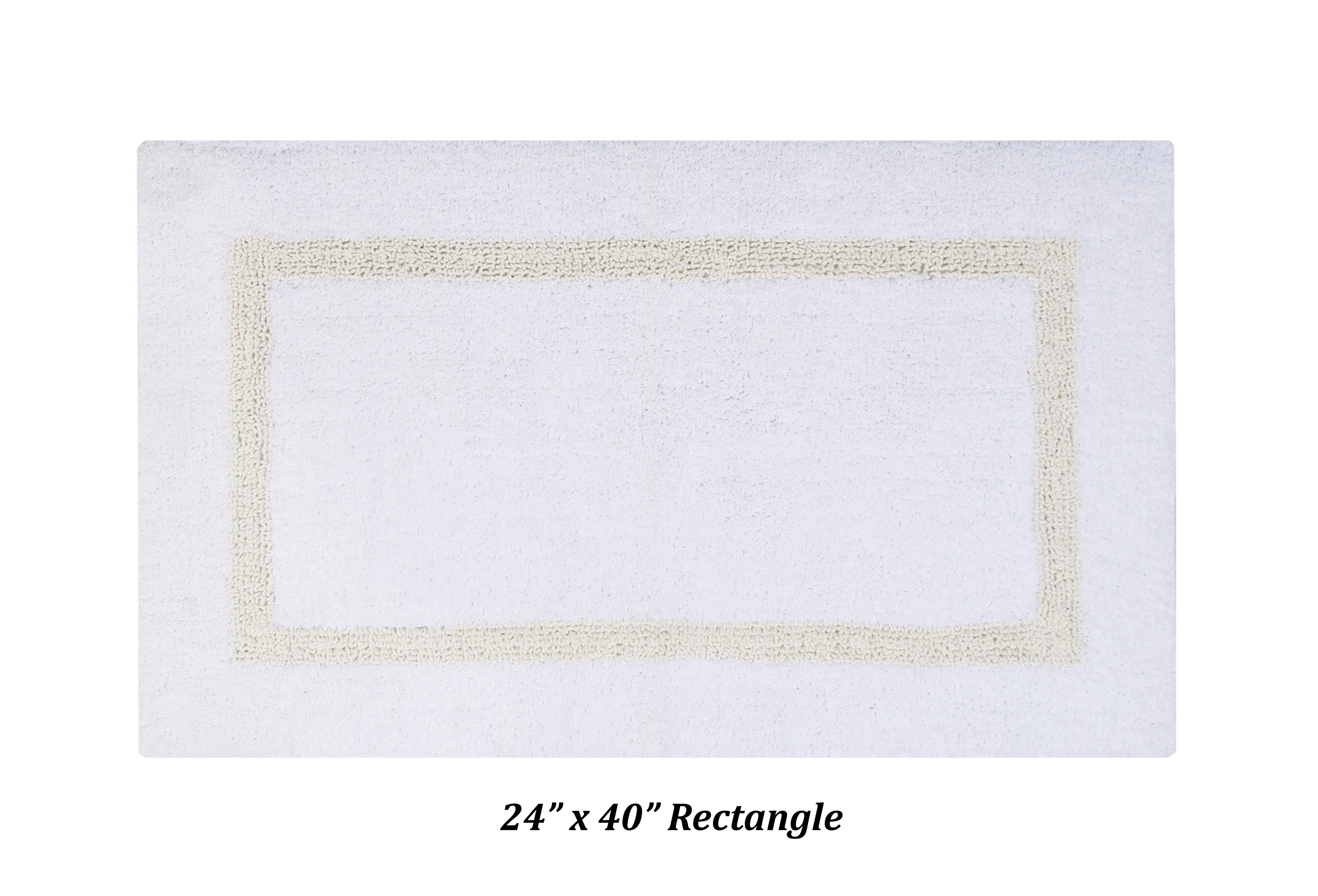 Plush Reversible Cotton Bath Rug in White/Ivory, 24" x 40"