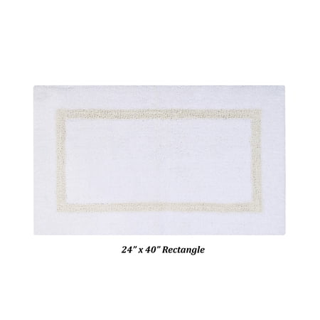 Better Trends Bathroom Rugs Mat 100% Cotton Soft Bath Rug Water Absorbent Reversible Washable for Bathroom Floor Decor, Laundry Room 24" x 40" Hotel Collection - White/Ivory