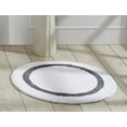 thumbnail image 1 of Better Trends 30'' Round Shape Bathroom Rug with Reversible Backing 100% Cotton Water Absorbent, Machine Washable Hotel Collection - White/Gray, 1 of 5
