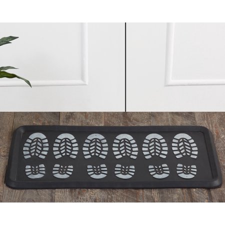 Better Trends Hudons Boot Tray, 100% Plastic, 16" x 32" Rectangle, Silver