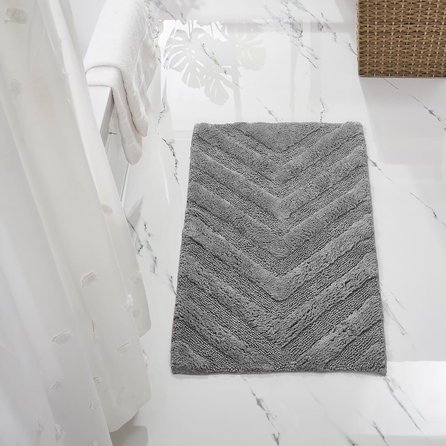 Better Trends Hugo 100 Cotton 20" x 40" Bath Rug Gray