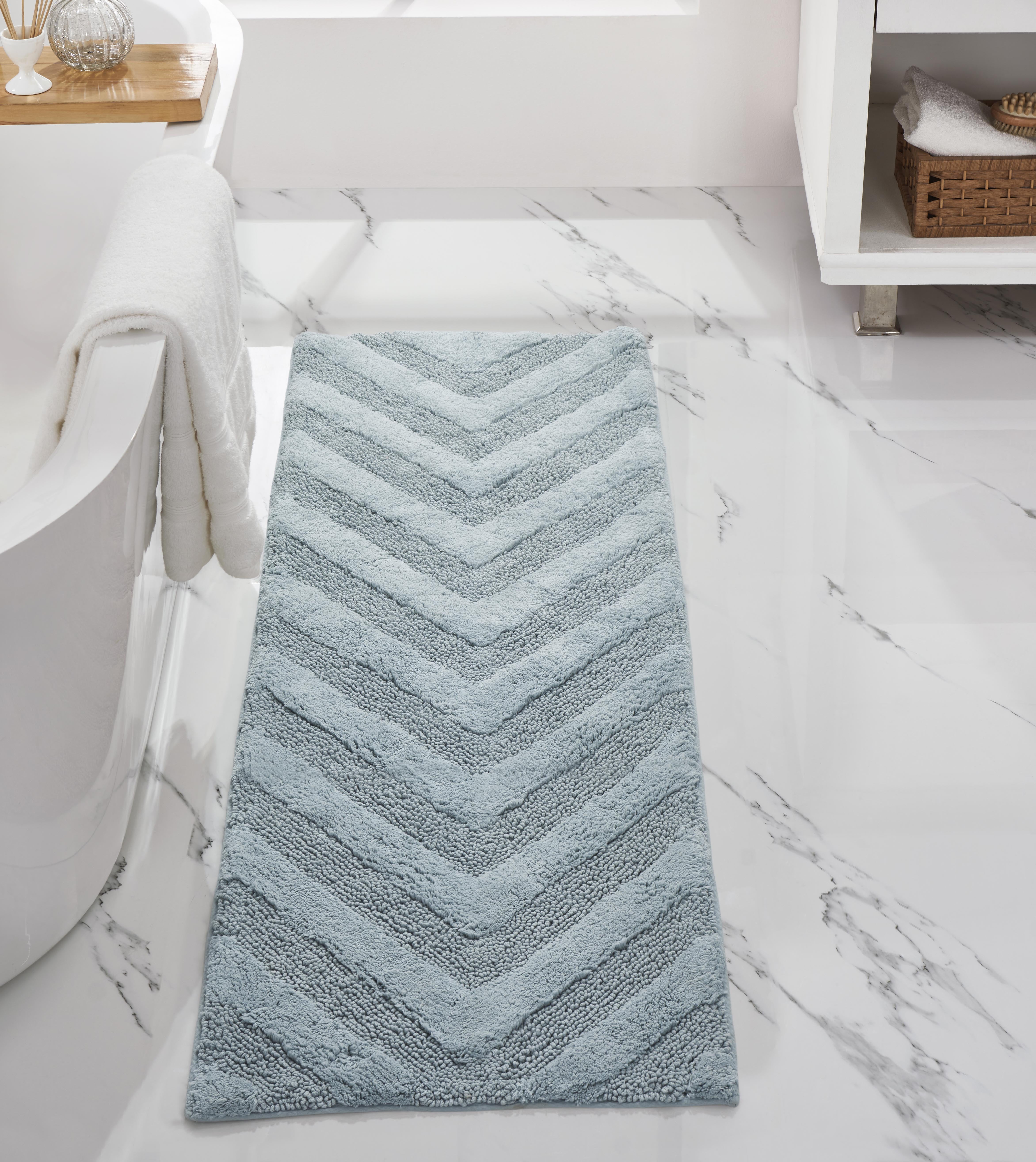 Better Trends Hugo 100% Cotton 20" x 60" Bath Rug - Blue - Walmart.com
