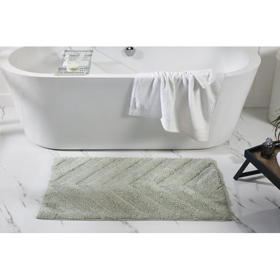 Better Trends 24" x 40" Bathroom Rugs 100% Cotton Soft Water Absorbent Non Slip Bath Mat Machine Washable Rug (Dark Sage) Hugo Collection