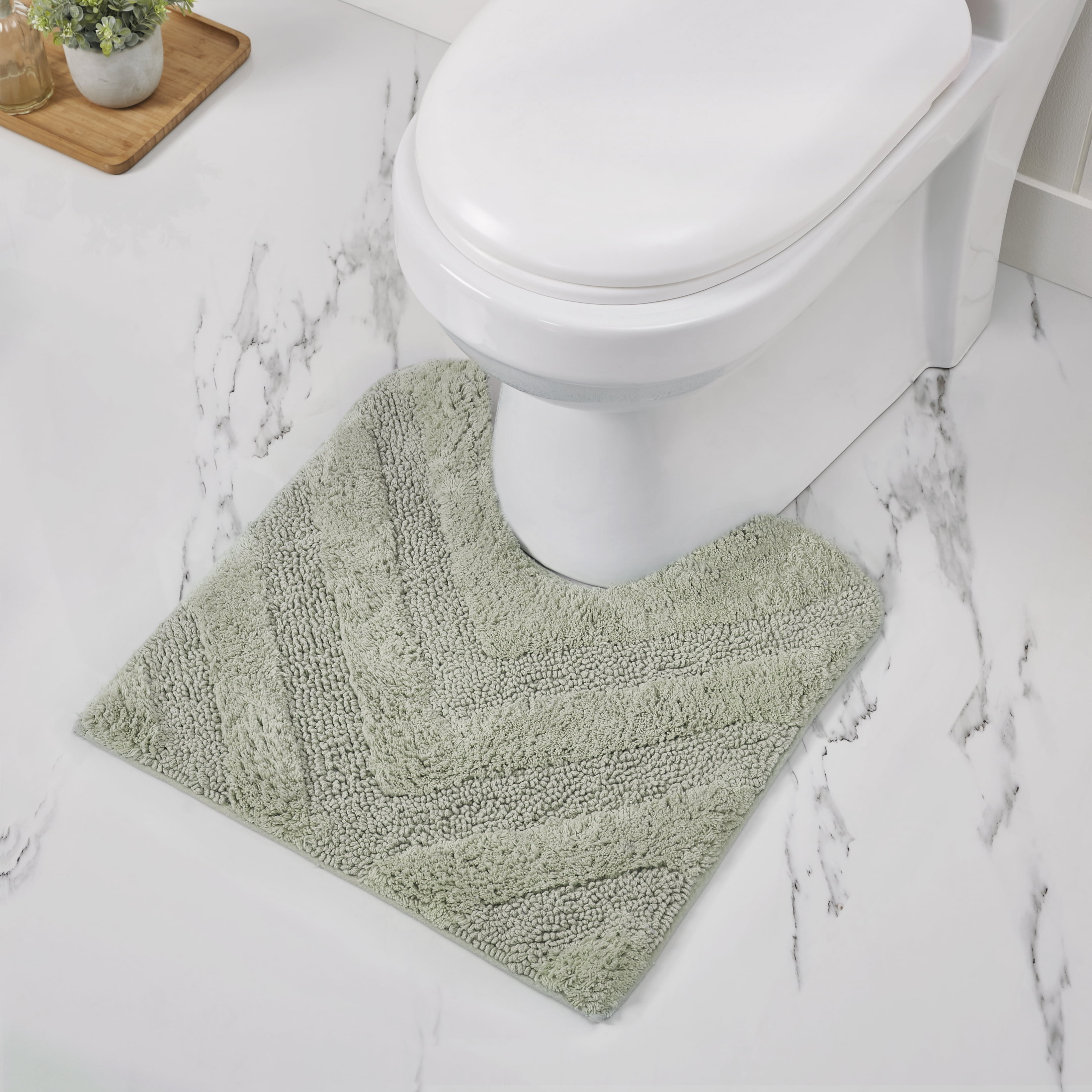 Hugo Dark Sage Cotton Tufted Non-Slip 20" x 20" Bath Rug