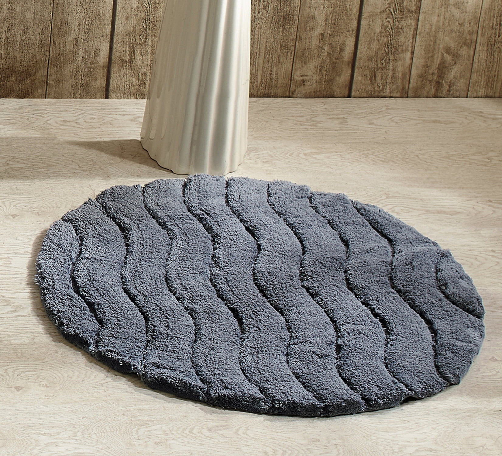 Better Trends Indulgence 100% Cotton 30" Round Bath Mat - Gray ...