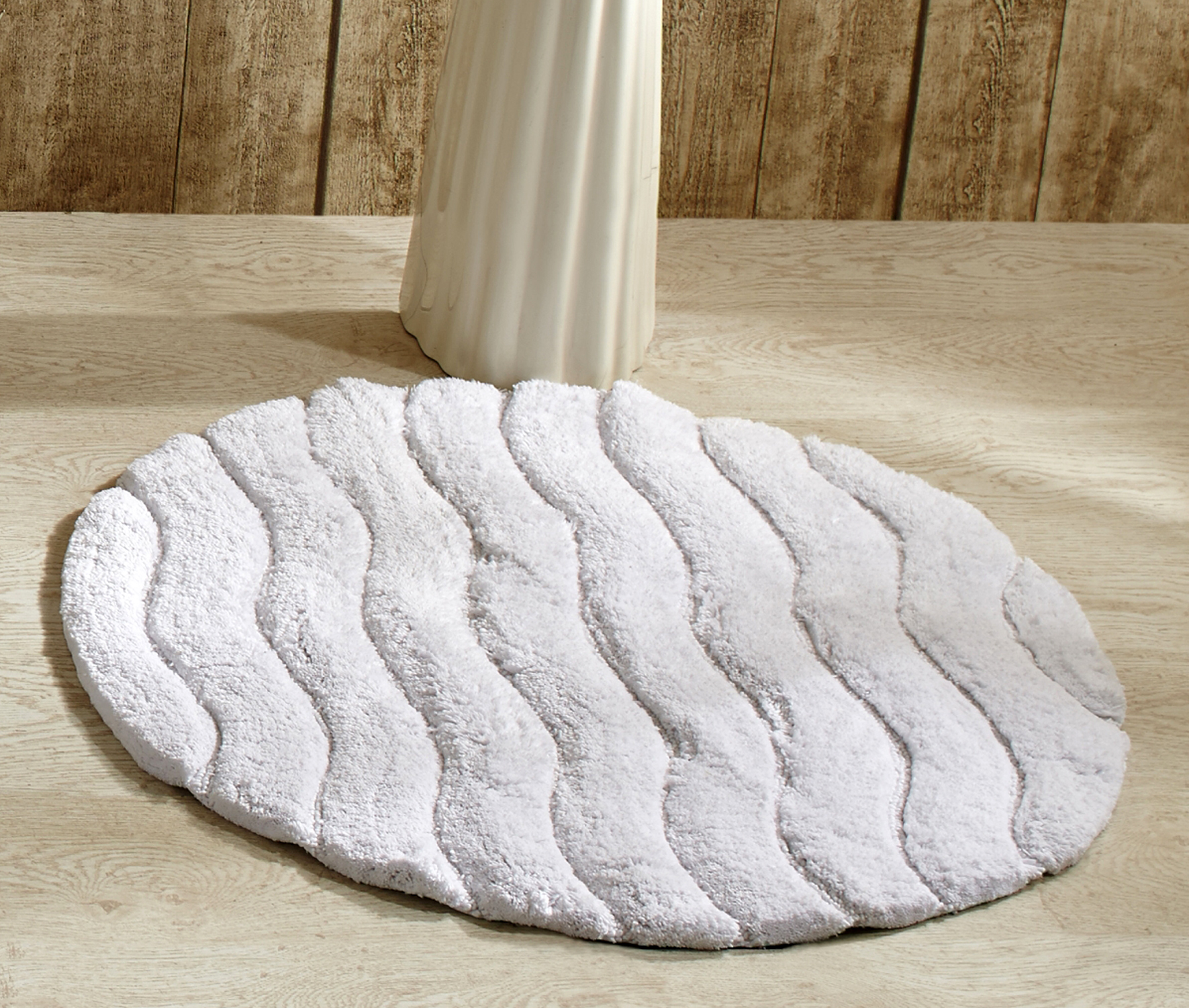 Better Trends Indulgence 100% Cotton 30" Round Bath Mat - White - image 1 of 5