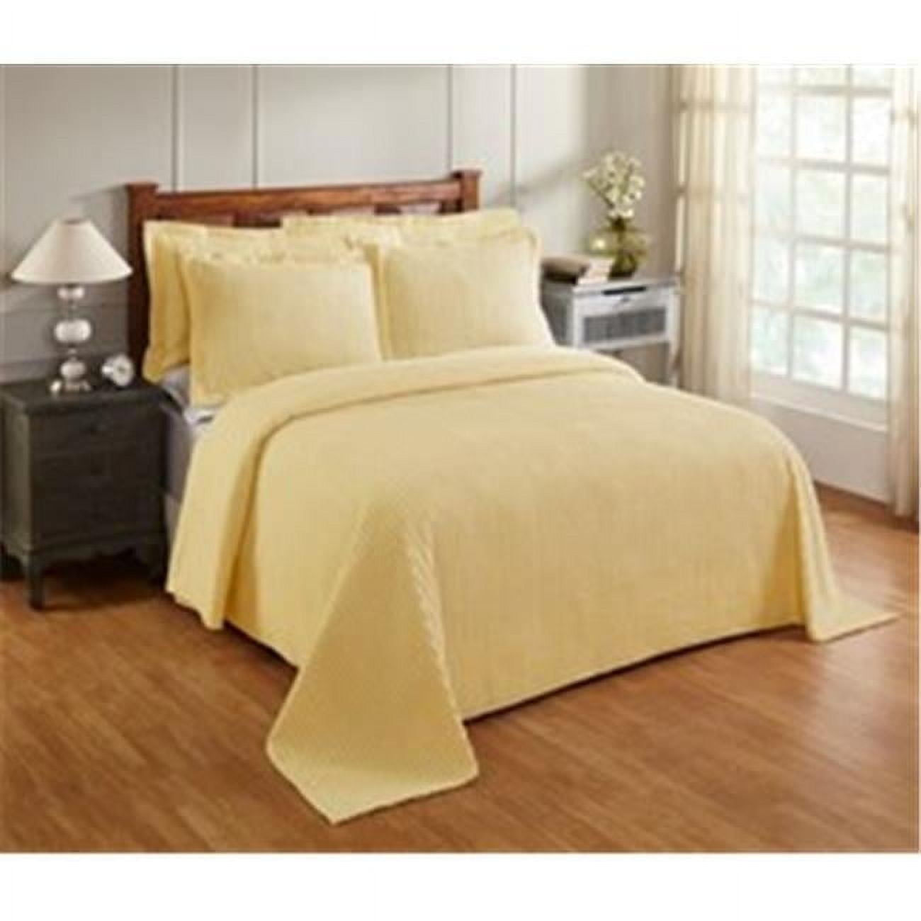 Sunny Yellow Queen Cotton Bedspread with Tufted Design