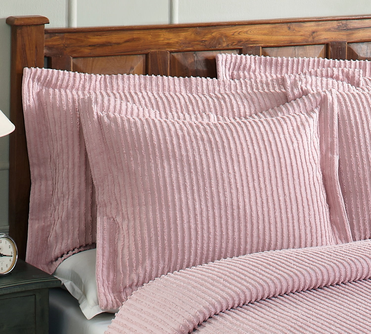 Jullian Pink Cotton Tufted Chenille Euro Sham