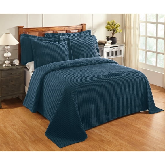 Better Trends Jullian Collection 100% Cotton Chenille Tufted Bedspread, Queen - Stripe Design