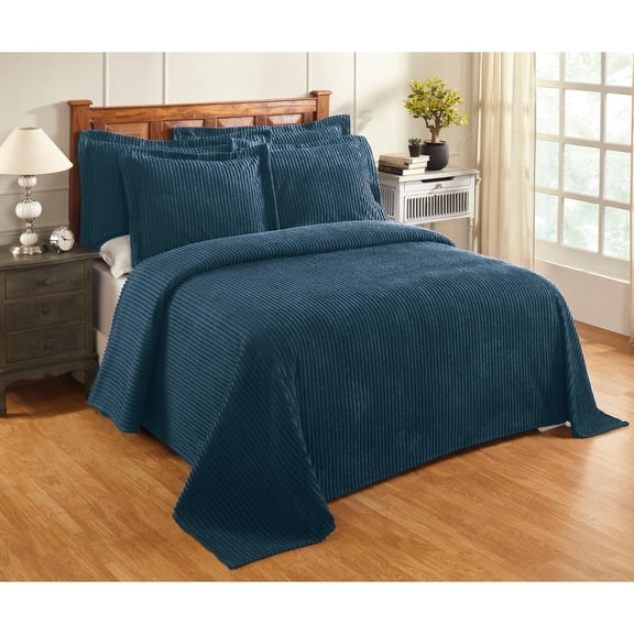 Better Trends Jullian Collection 100% Cotton Chenille Tufted Bedspread, Queen - Stripe Design