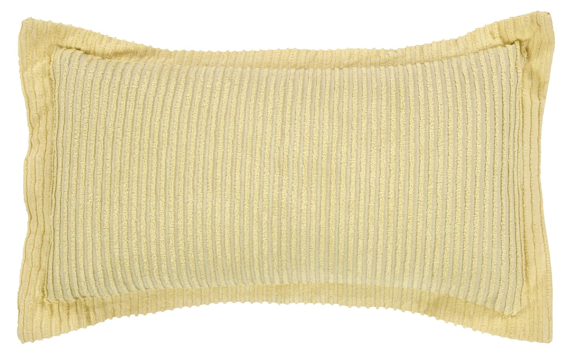 Better Trends Jullian Collection is Super Soft and Light Weight in Bold Stripes Design 100% Cotton Tufted Unique Luxurious Machine Washable Tumble Dry, King Sham, Yellow