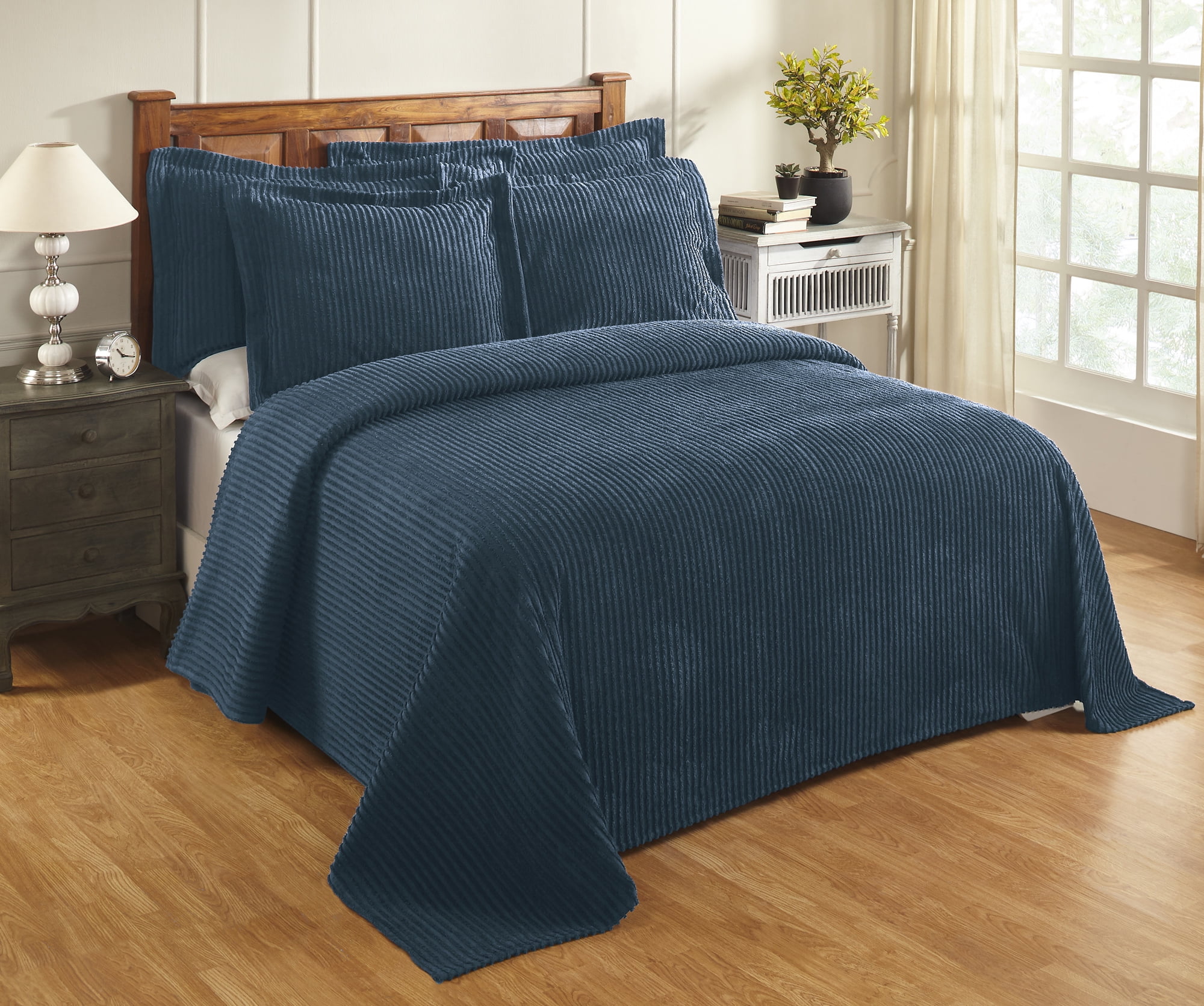 Better Trends Jullian Collection 100% Cotton Tufted Striped Bedspread Lightweight Machine Washable