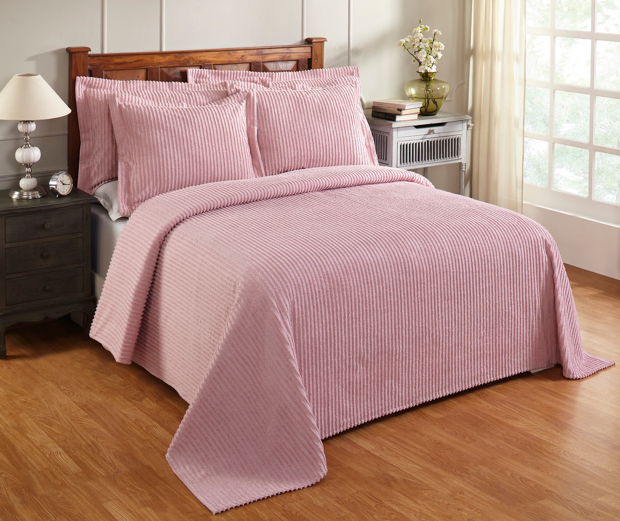 Better Trends Jullian Stripe Design 100% Cotton for All Ages  Full/Double Bedspread - Pink - image 1 of 6