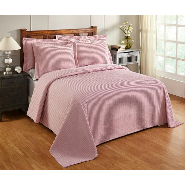 Better Trends Jullian Stripe Design 100% Cotton for All Ages  Full/Double Bedspread - Pink