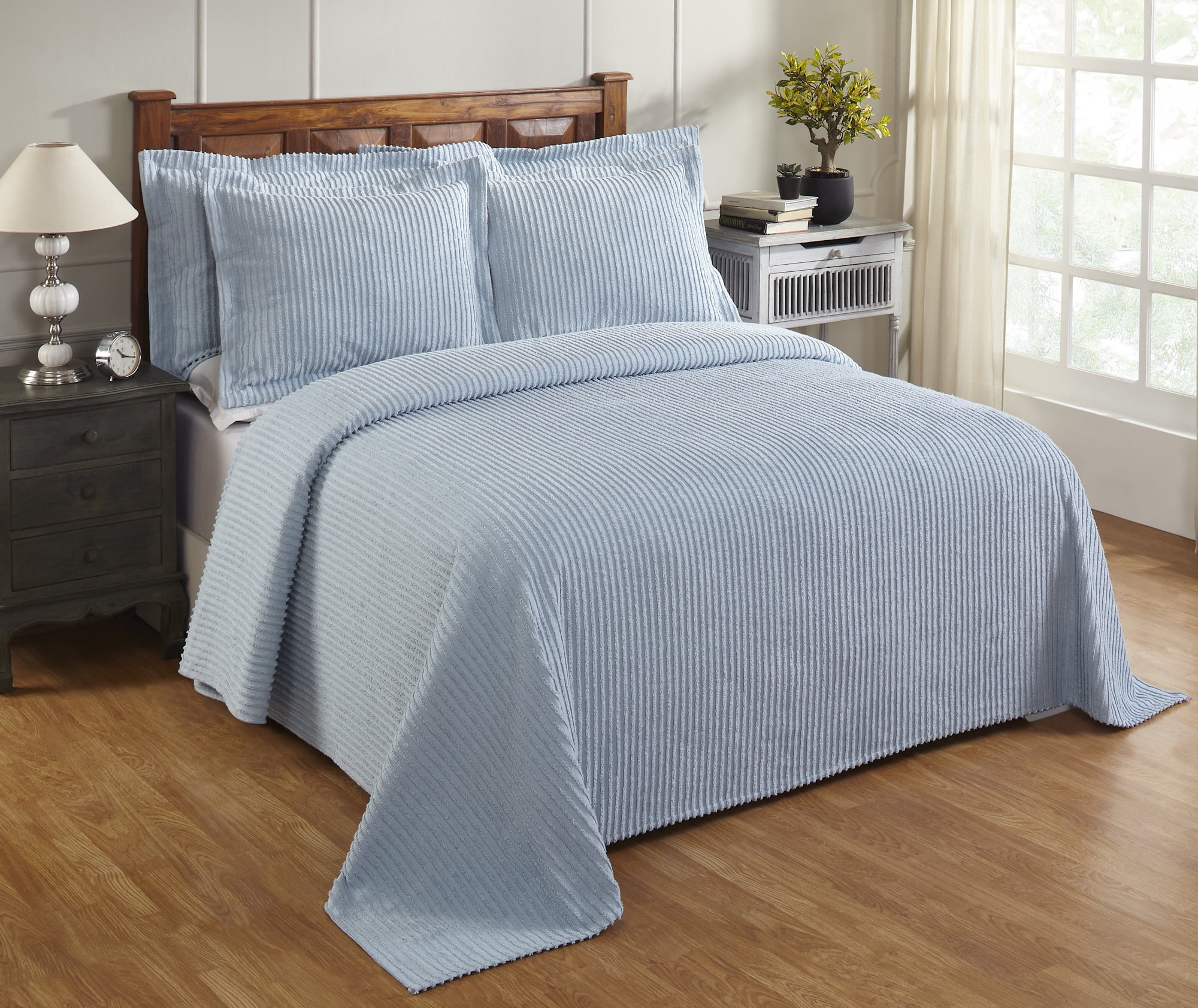 Better Trends Julian King Bedspread 120 in. X 110 in. Blue