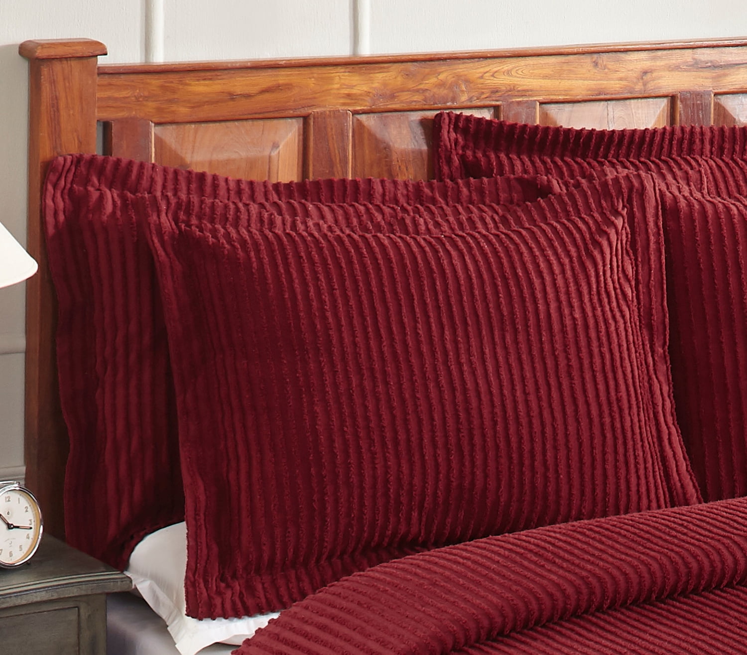 Burgundy Cotton Chenille Tufted King Pillow Sham