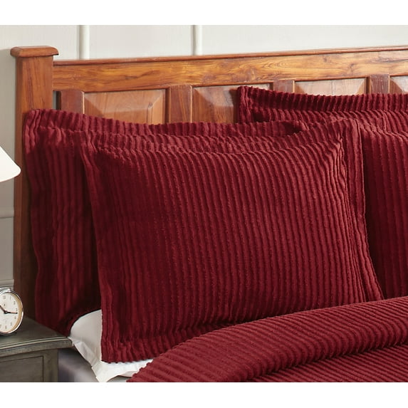 Better Trends 21"x 27" Standard Pillow Sham 100% Cotton Pillow Cover Stripe Design Machine Washable (Burgundy) Jullian Collection