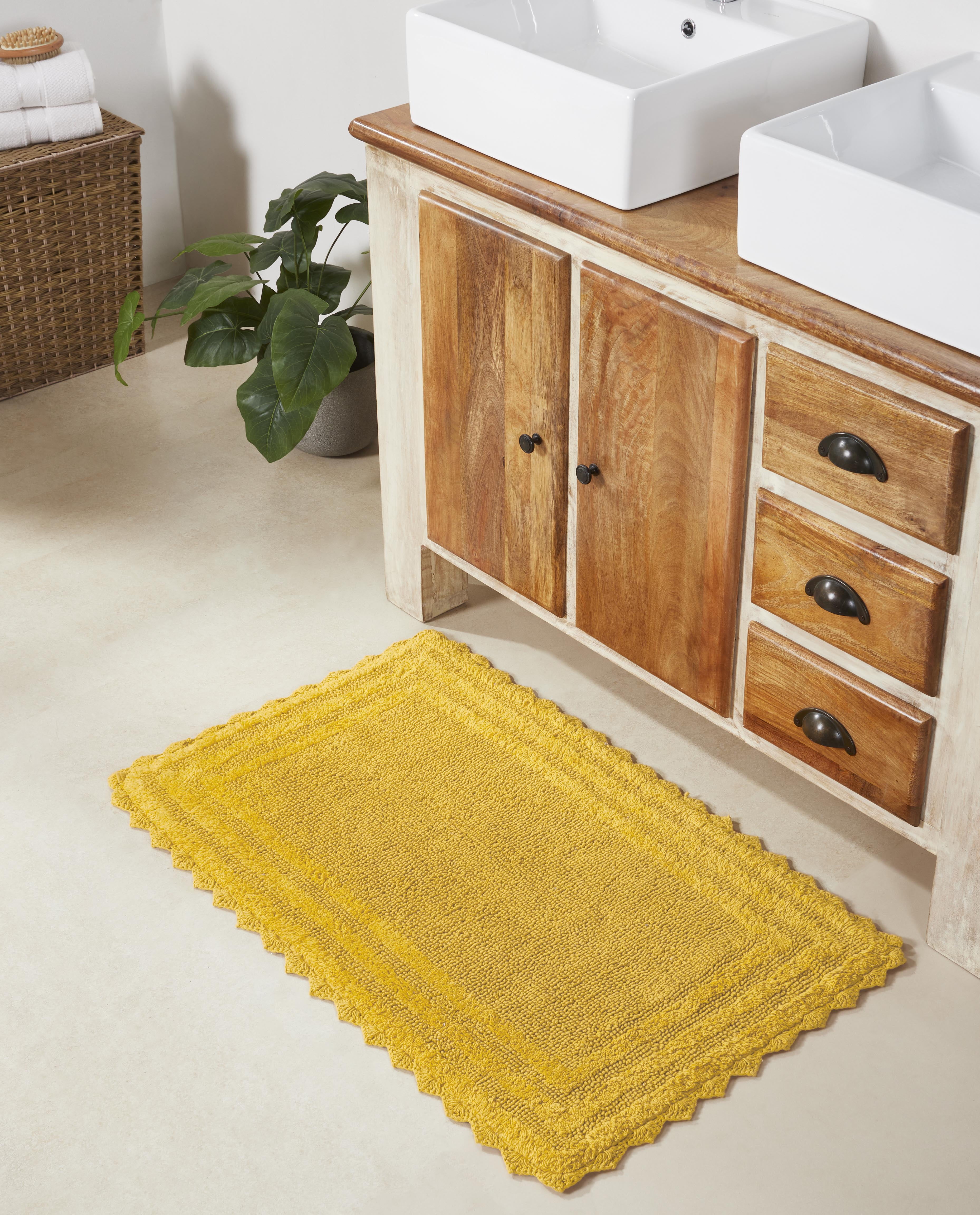 Better Trends Lilly Crochet 100 Cotton 24" x 40" Bath Mat Rug Yellow
