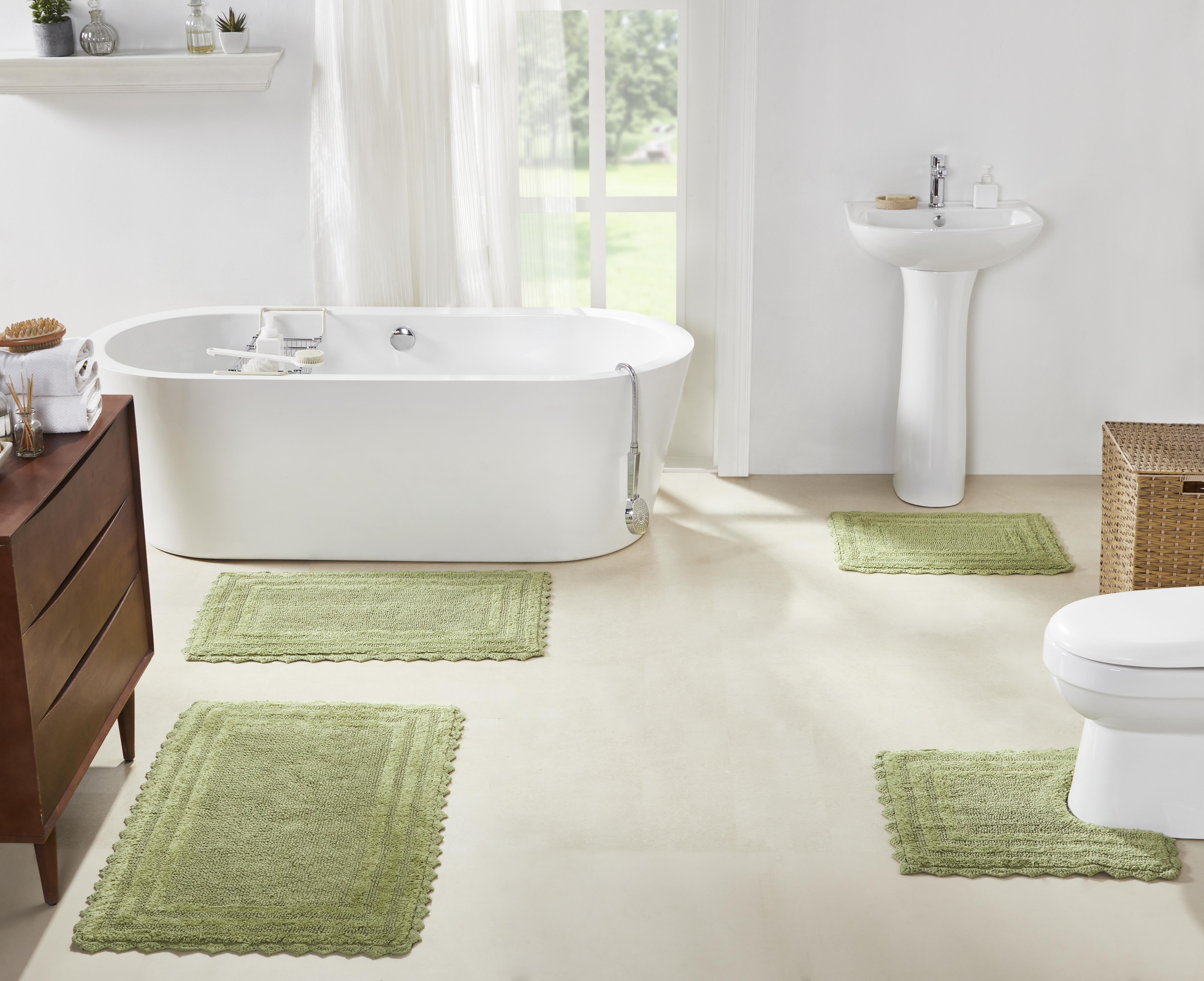 Better Trends Lilly Crochet 100% Cotton 4 Piece Bath Rug Set - Sage ...
