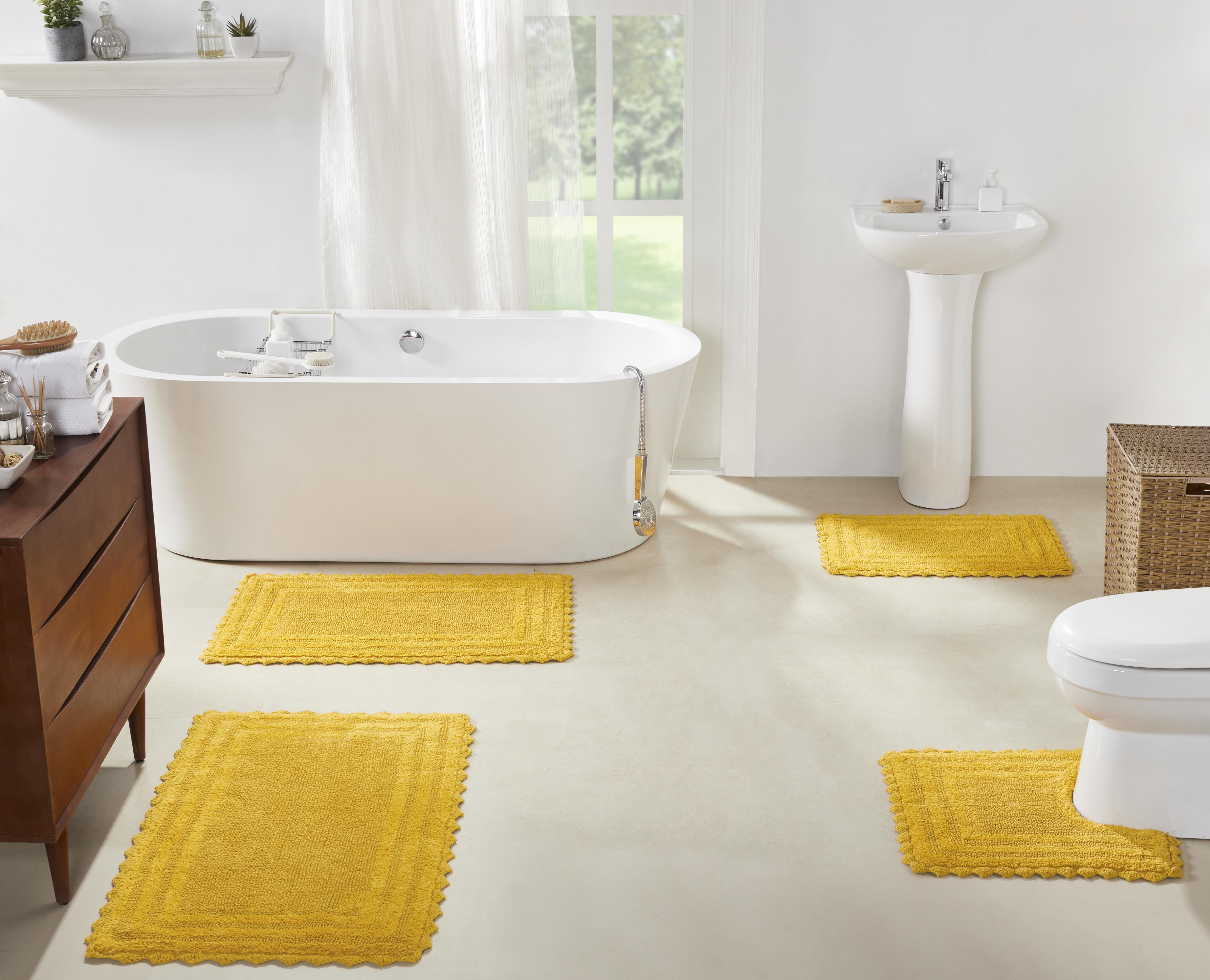 Better Trends Lilly Crochet 100% Cotton 4 Piece Bath Rug Set - Yellow ...