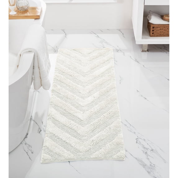 Better Trends Long Runner Bathroom Rug Extra Soft Non-Slip Bath Mat Water Absorbent 100% Cotton Washable Mat 20" x 60" Ivory Hugo Collection