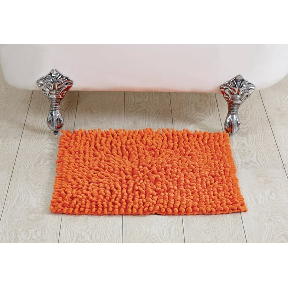 Better Trends Loopy Chenille Tufted Bath Mat Rug 100% Cotton, 24" square, Orange
